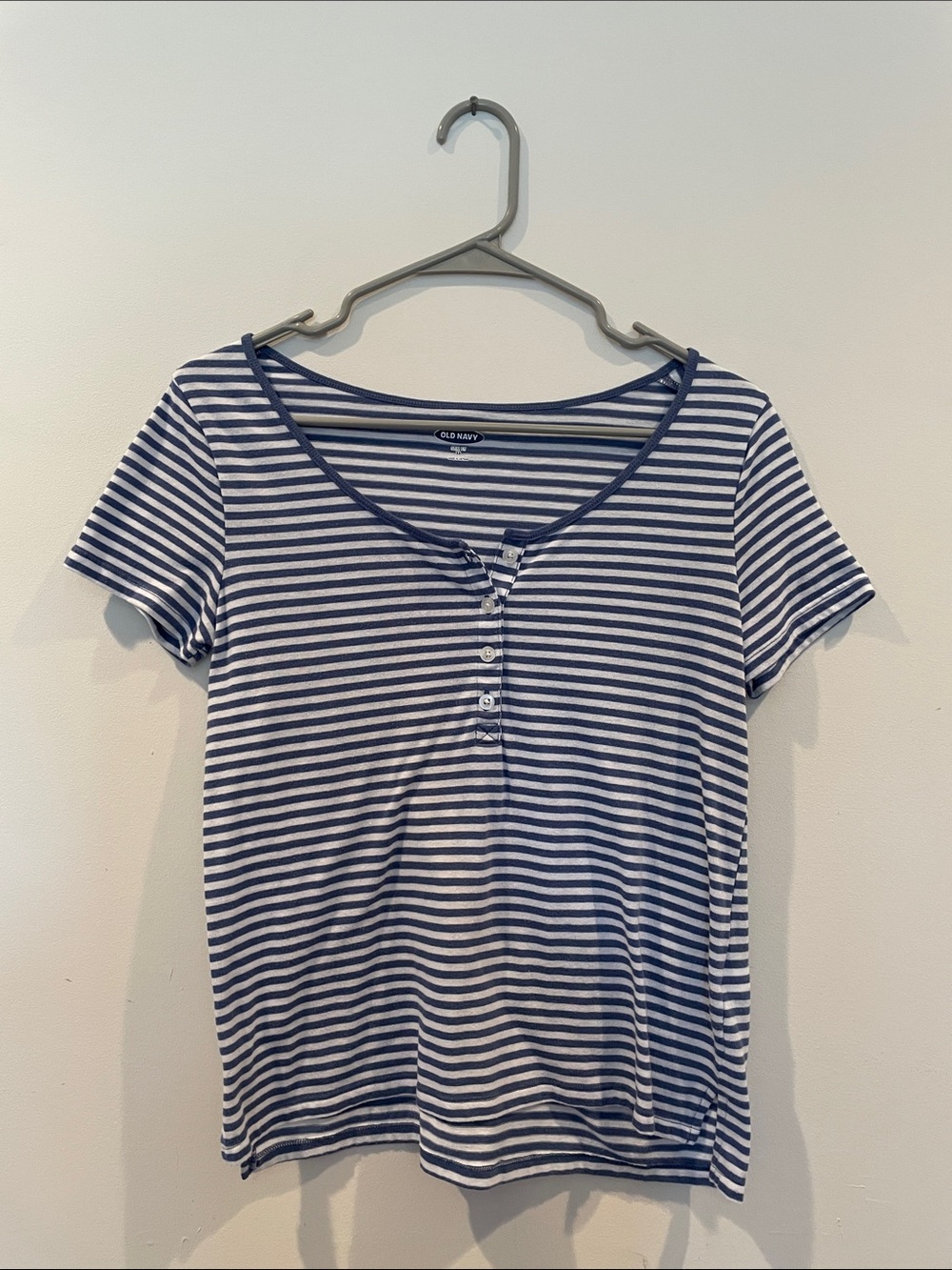 Old Navy Blue and White Striped Slim Fit Top